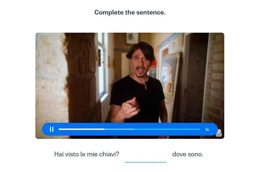 A video exercise within Busuu Italian