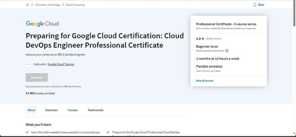 The program's homepage on Coursera's website
